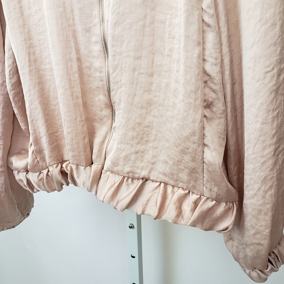 Zara Rose gold lightweight satin bomber jacket size small - Picture 3 of 12